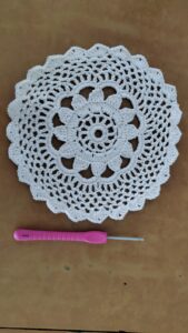 Blooming Center - Handcrafted Crochet Doily in White Cotton